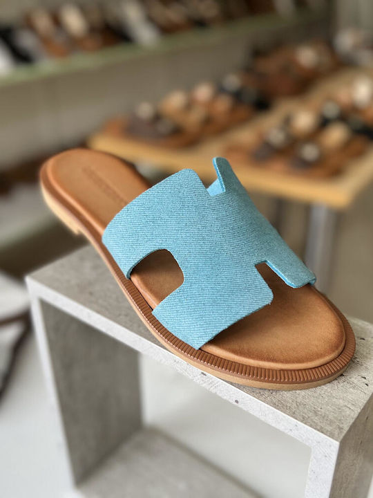 Sandale Casual Damă de Piele Albastru Deschis