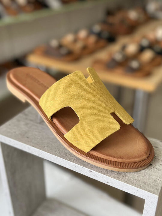 Sandale Casual Damă Din Piele Galbene
