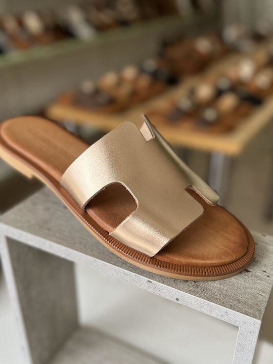 Sandale Casual Damă Din Piele Roz Auriu