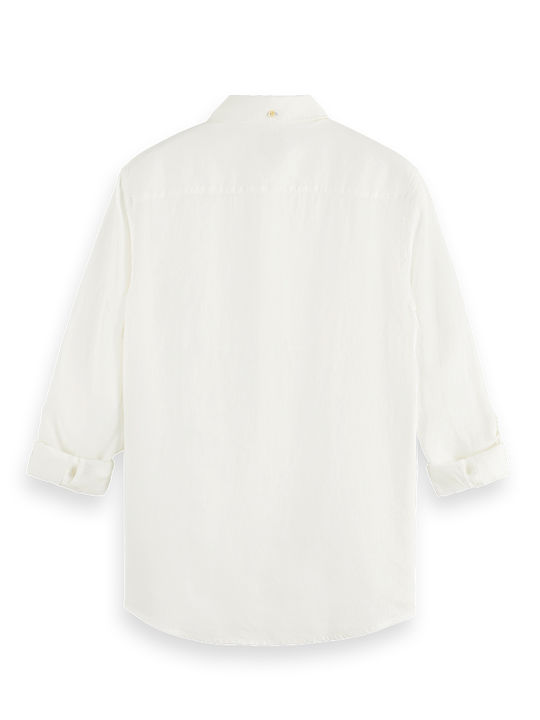 Scotch & Soda Men's Shirt Long Sleeve Linen White