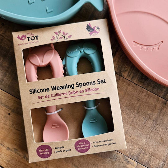 Tidy Tot Set pentru bebeluși cu Linguri din Silicon Multicolore 2 Bucăți