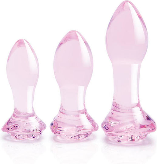Dream Toys Glaze Glass Rosebud Анални тапи Подредба Розови 24см 3бр