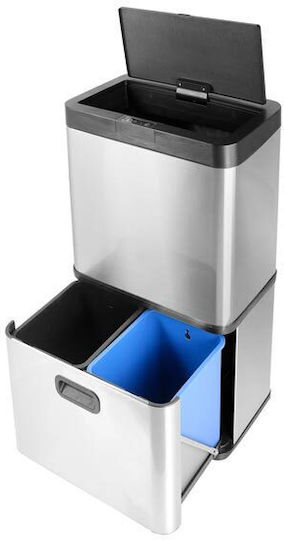 Turbotronic Waste Bin from Inox Steel with Sensor Black / Silver 60lt