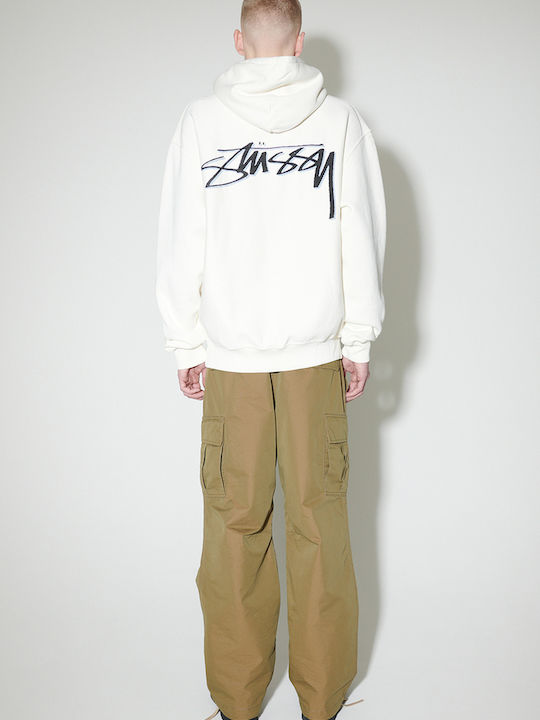 Stussy Women's Hooded Fleece Sweatshirt Beige