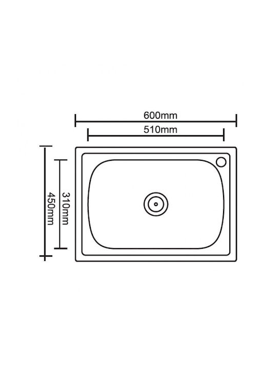 Inter Ceramic Drop-In Spüle Inox B60xT45cm Silber