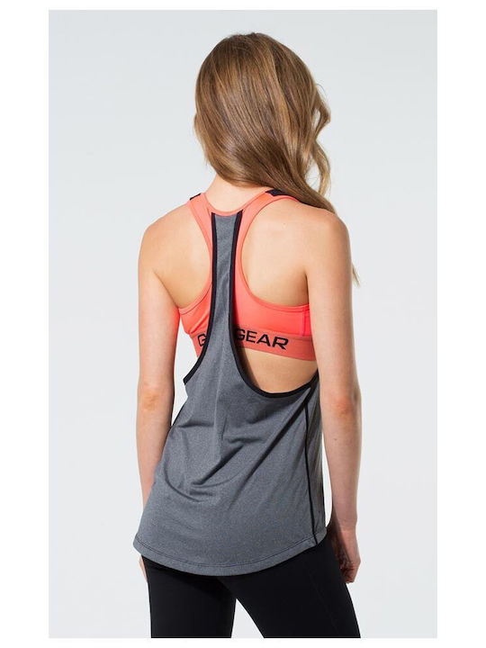 GSA Double Loose Tank 182600 Grey/Orange Women's Athletic Blouse Sleeveless Gray