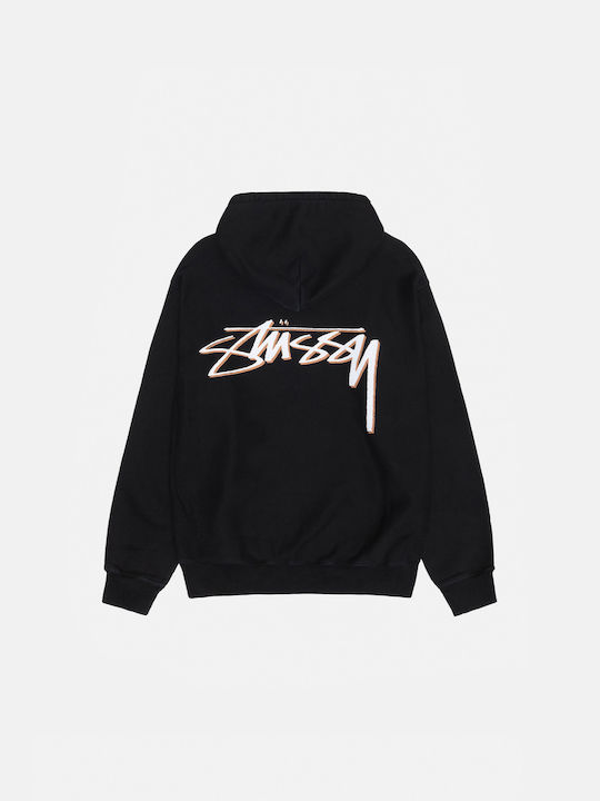 Stussy Men's Sweatshirt with Hood and Pockets Black