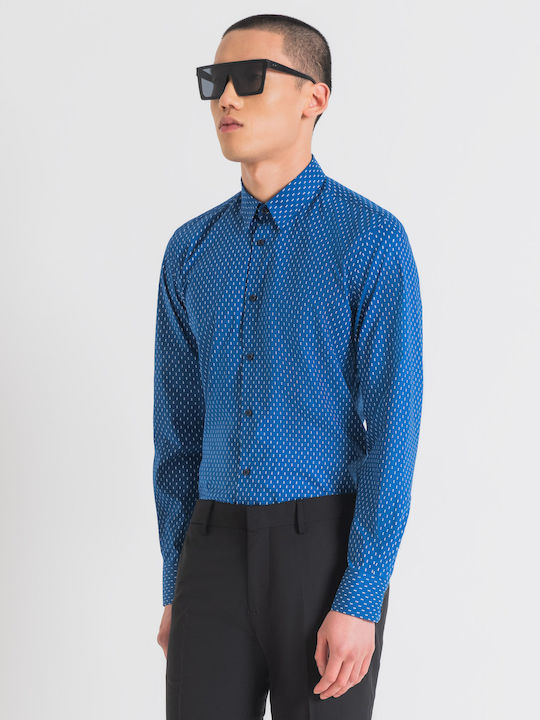 Long-sleeved Cotton Shirt Blue