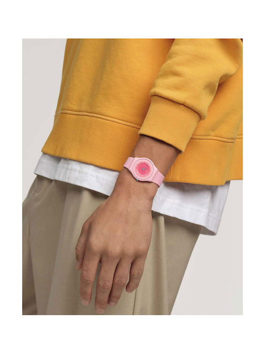 Swatch Kinder Analoguhr mit Kautschuk/Plastik Armband Rosa