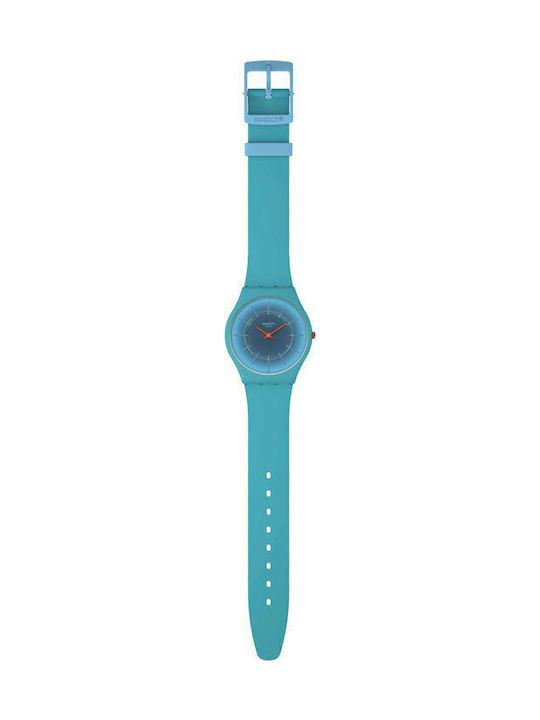 Swatch Radiantly Γυναικείο Ρολόι 34mm Μπαταρίας με Μπλε Καουτσούκ Λουράκι