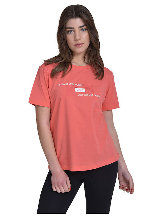 Better Γυναικείο Αθλητικό T-shirt Πουά Κοραλί