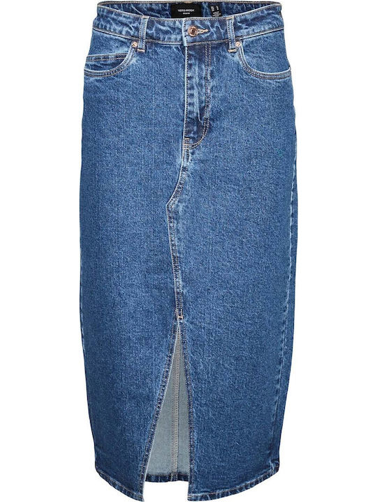 Veri Τζιν Ψηλόμεση Midi Φούστα Medium Aged Denim