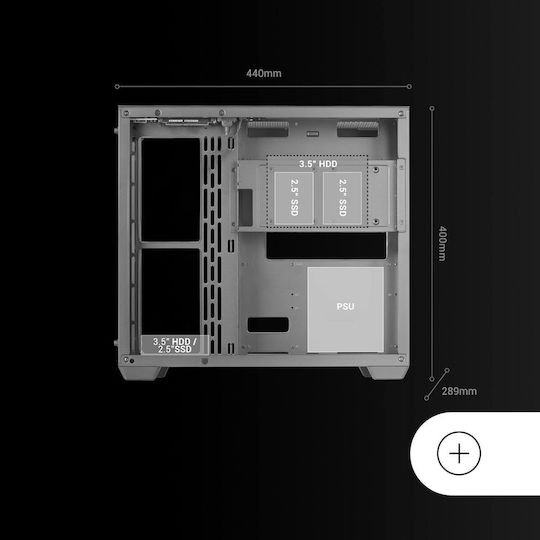 Mars Gaming XXL MCV3 Gaming Middle Tower Carcasă Calculator cu Fereastră Laterală Negru