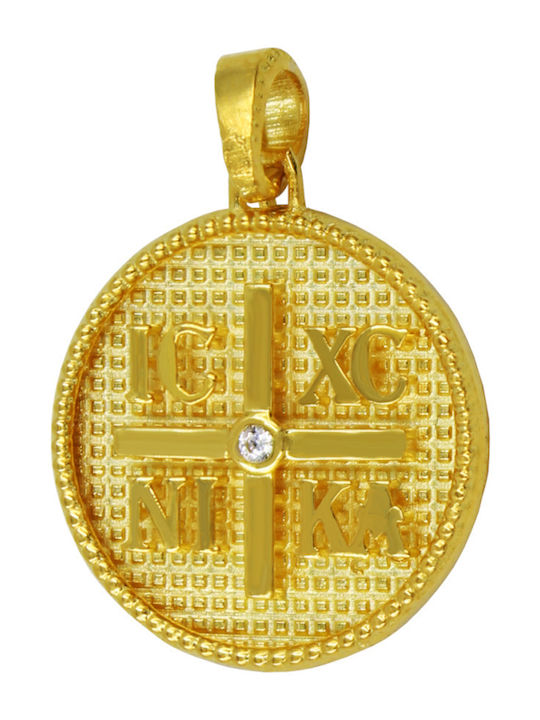 Roloi Kaliamanis Pendant Kids Talisman Double Sided Konstantinato made of Gold 14K PM1255