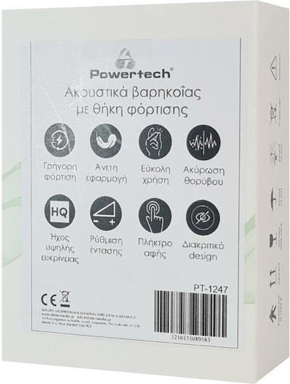 Powertech Ακουστικά Βαρηκοΐας Pt-1247 Θήκη Επαναφορτιζόμενα Μαύρα