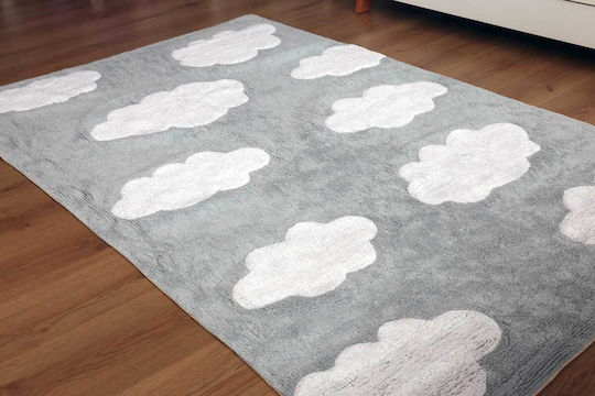 Baby Bliss Παιδικό Χαλί Σύννεφα Βαμβακερό Γκρι 100x140cm