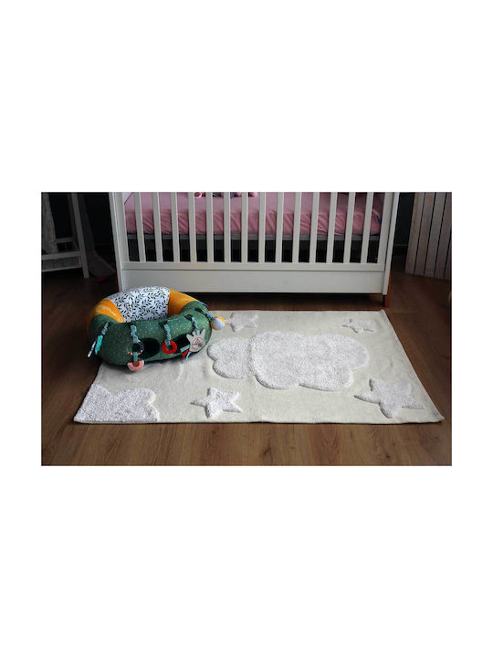 Baby Bliss Παιδικό Χαλί Σύννεφα Βαμβακερό Εκρού 100x140cm