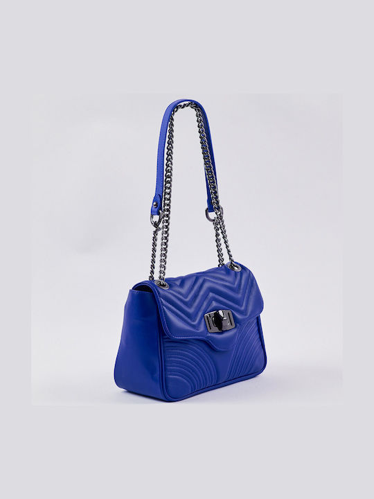 Pierre Cardin Δερμάτινη Γυναικεία Τσάντα Ώμου Μπλε