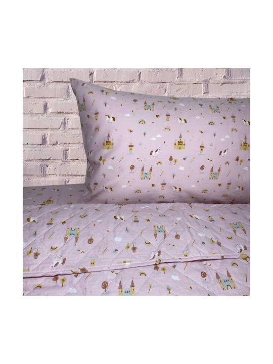 Astron Italy Σετ Μονά Magic Casltes Ροζ 175x260cm