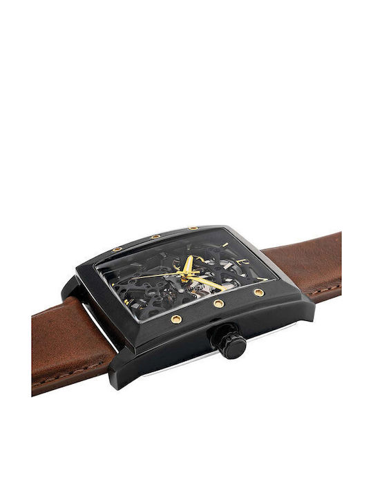 Pierre Lannier Men's Watch Automatic with Brown Leather Strap