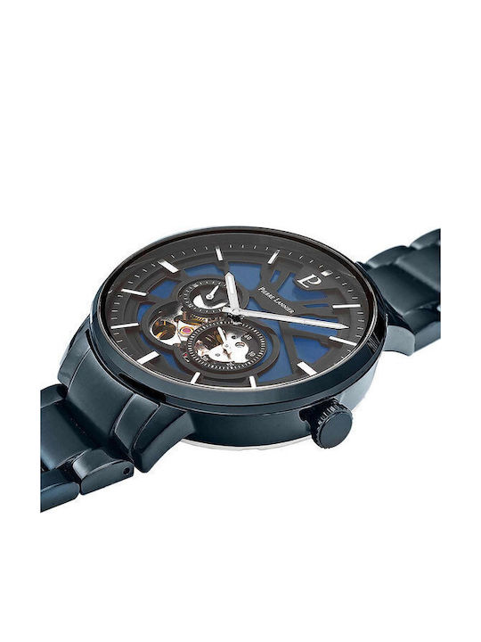 Pierre Lannier Ανδρικό Ρολόι 42mm Αυτόματο με Μπλε Μεταλλικό Μπρασελέ