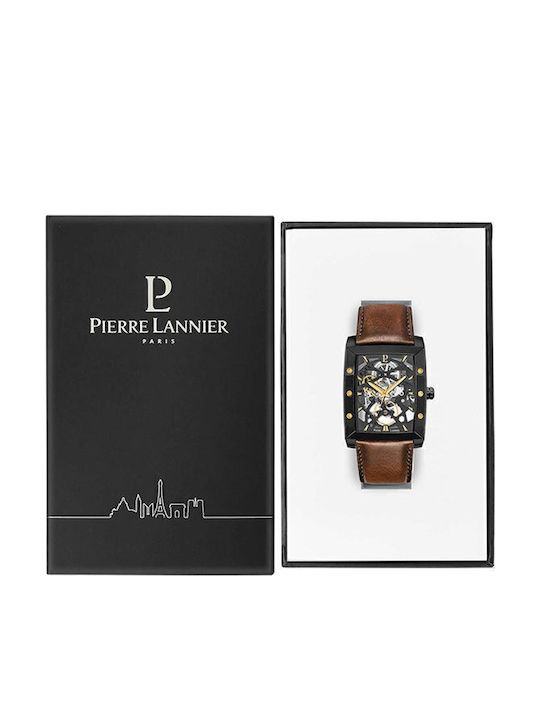 Pierre Lannier Men's Watch Automatic with Brown Leather Strap
