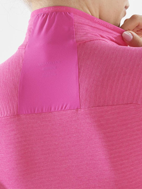 Essential Lightwarm Women's Fleece Blouse Long Sleeve with Zipper Pink