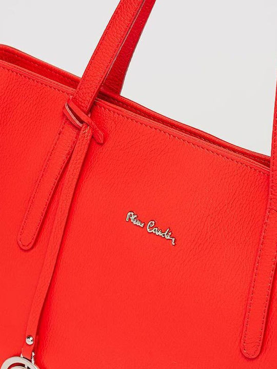 Pierre Cardin Δερμάτινη Γυναικεία Τσάντα Shopper Ώμου Κόκκινη
