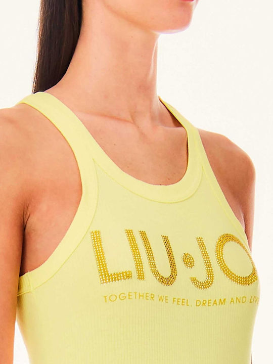 Liu Jo Logo Damen Sportliches Bluse Ärmellos Gelb