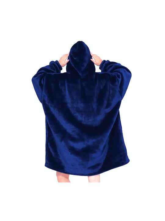 Oxford Home Κουβέρτα Βελουτέ με Μανίκια 90x100εκ. Μπλε