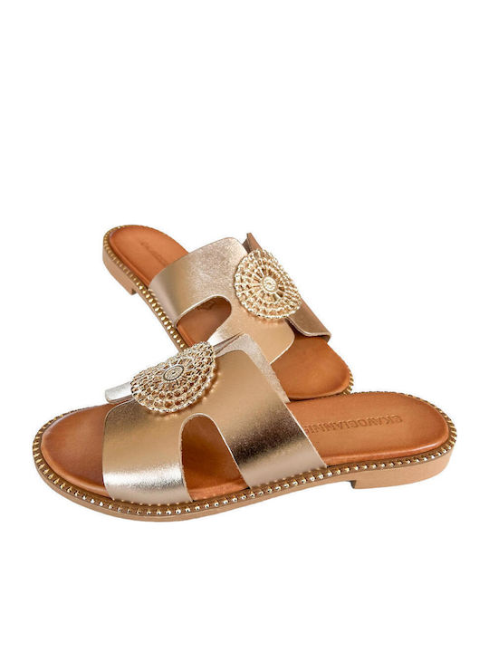 Sandale Casual Damă Din Piele Roz Auriu