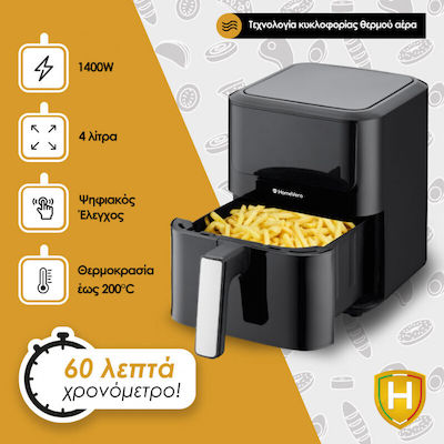 HomeVero HV-AF4.2 Air Fryer 4lt Μαύρο