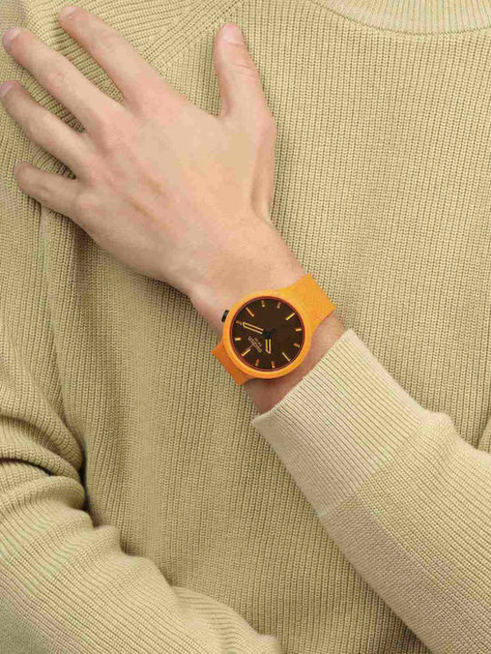 Swatch Swatch Γυναικείο Ρολόι Μπαταρίας με Πορτοκαλί Καουτσούκ Λουράκι