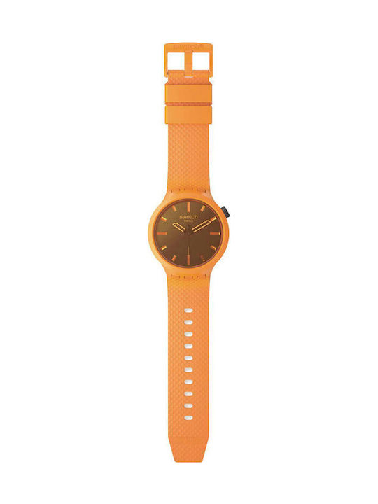 Swatch Swatch Γυναικείο Ρολόι Μπαταρίας με Πορτοκαλί Καουτσούκ Λουράκι