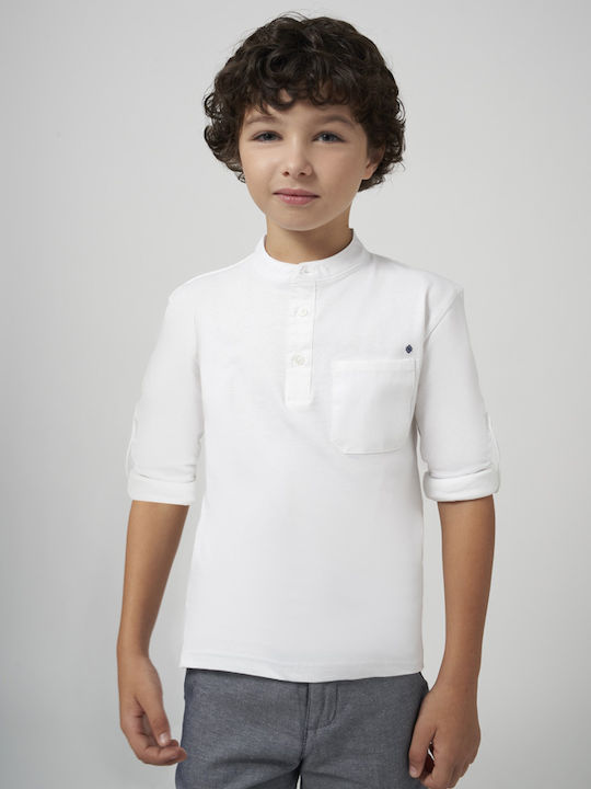 Mayoral Kids Polo Long Sleeve White