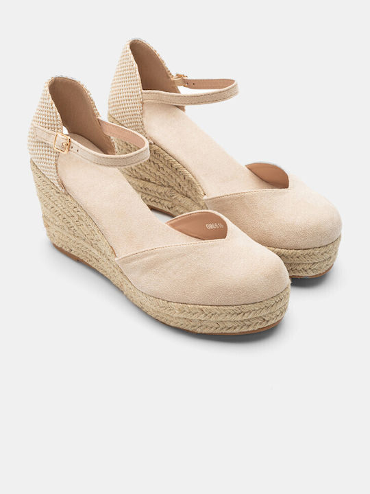 Luigi Women's Synthetic Leather Platform Espadrilles Beige