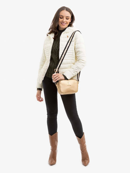 Kurz Damen Puffer Jacke für Winter Ecru