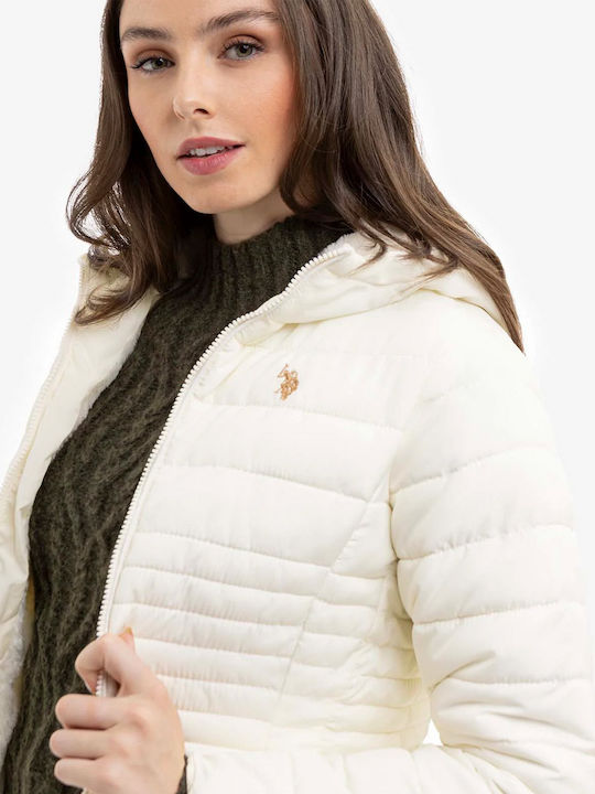 Kurz Damen Puffer Jacke für Winter Ecru