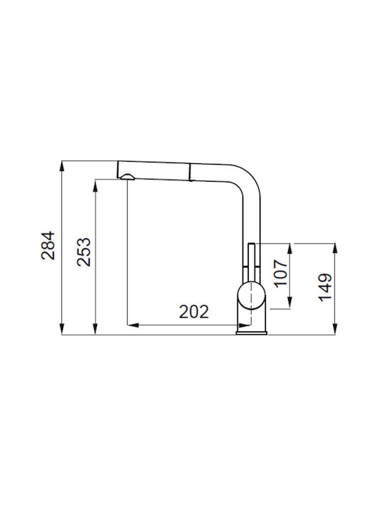 Elleci Aluna Plus Kitchen Faucet Counter with Pull-Out Spray Nero