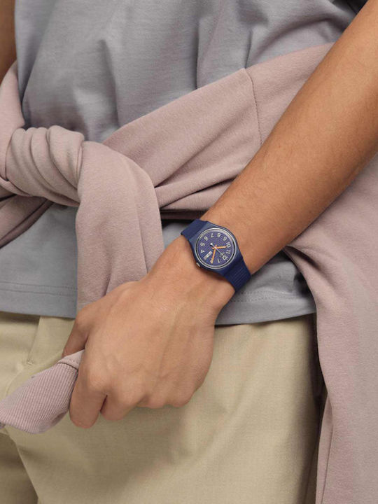 Swatch Trendy Lines At Night Ρολόι Μπαταρίας με Καουτσούκ Λουράκι