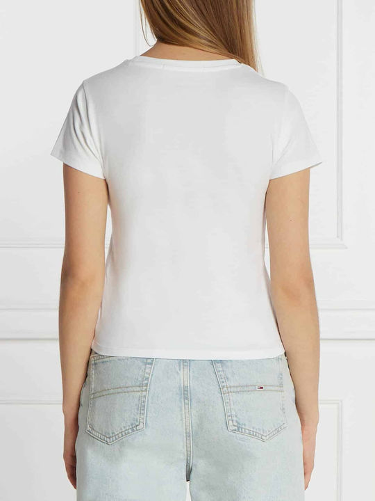 Calvin Klein Bluza de Damă din Bumbac Mâneci scurte White