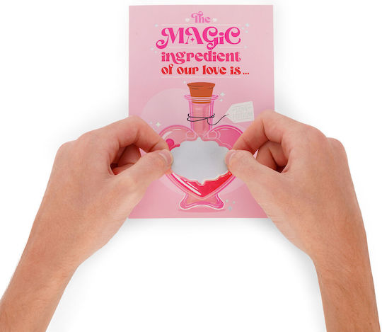 Scratch Magic Ingredient Greeting Card 17x11.5cm in Pink Color