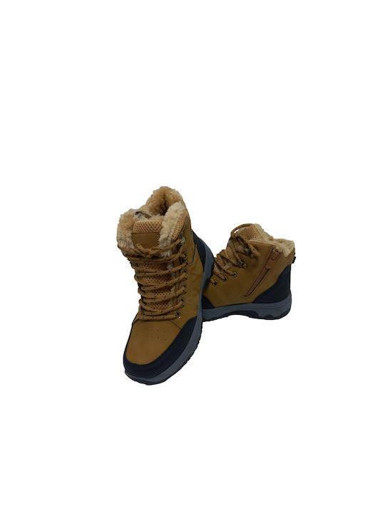 Comet Kids PU Leather Boots with Zipper Brown