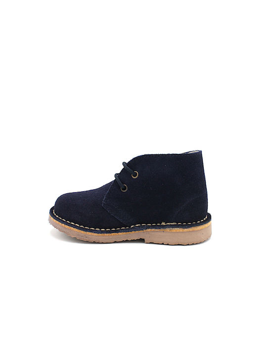 Cienta Kids Suede Boots with Lace Navy Blue