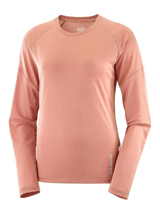 Cross Run Damen Bluse Langärmelig Rosa