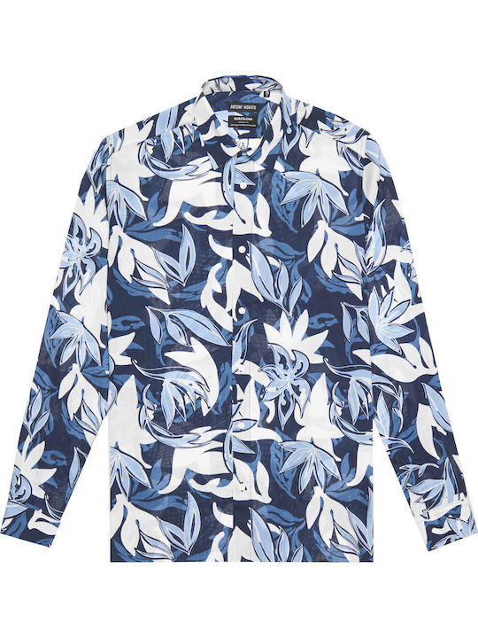 Long-sleeved Cotton Shirt Dark Blue