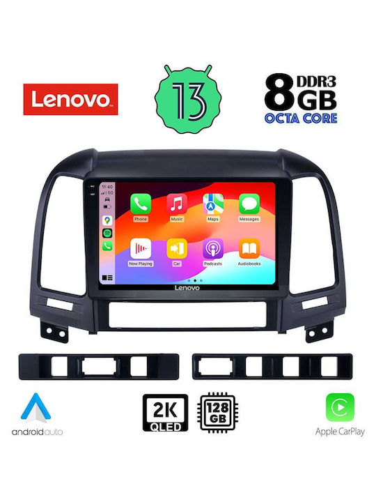 Lenovo Car-Audiosystem für Hyundai Santa Fe 2005-2013 (Bluetooth/USB/AUX/WiFi/GPS/Apple-Carplay/Android-Auto) mit Touchscreen 9"