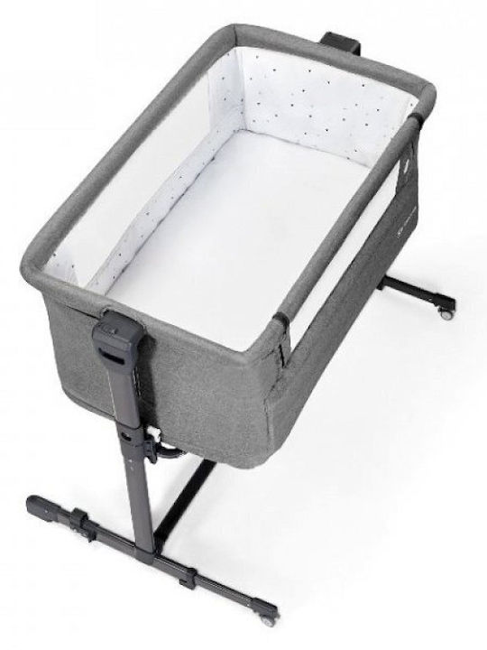 Kinderkraft Cradle Neste Grow with Mattress, Side Opening, and Wheels Gray