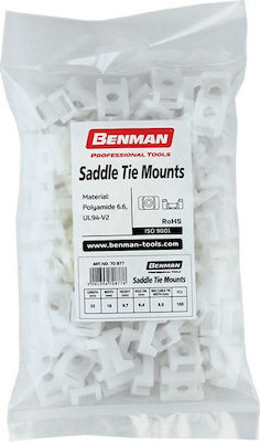 Benman Adhensive Cable Tie Mount White (100ΤΕΜ) 100pcs