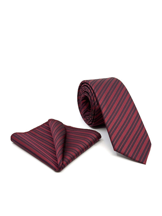 Legend Accessories Men's Silk Printed Tie Set in Burgundy Colour